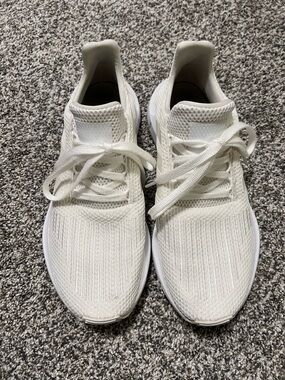 Adidas Men's All-White Knit Athletic Sneakers